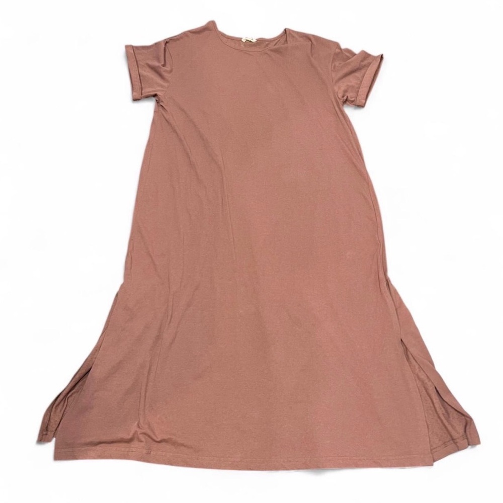 Easel Los Angeles Women's Midi T-shirt Dress Size L Brown Short Sleeve Lagenlook